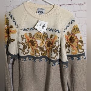 NWT Punto Linea Lambswool-blend Hand Embroidered Made in Italy Sweater Women's M